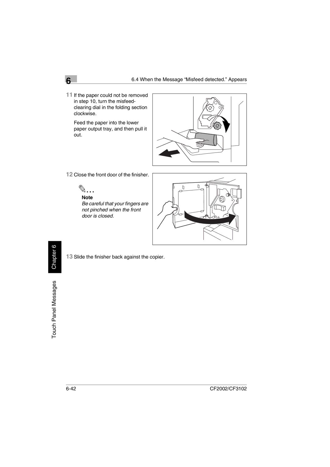 Minolta CF2002 manual Slide the finisher back against the copier 