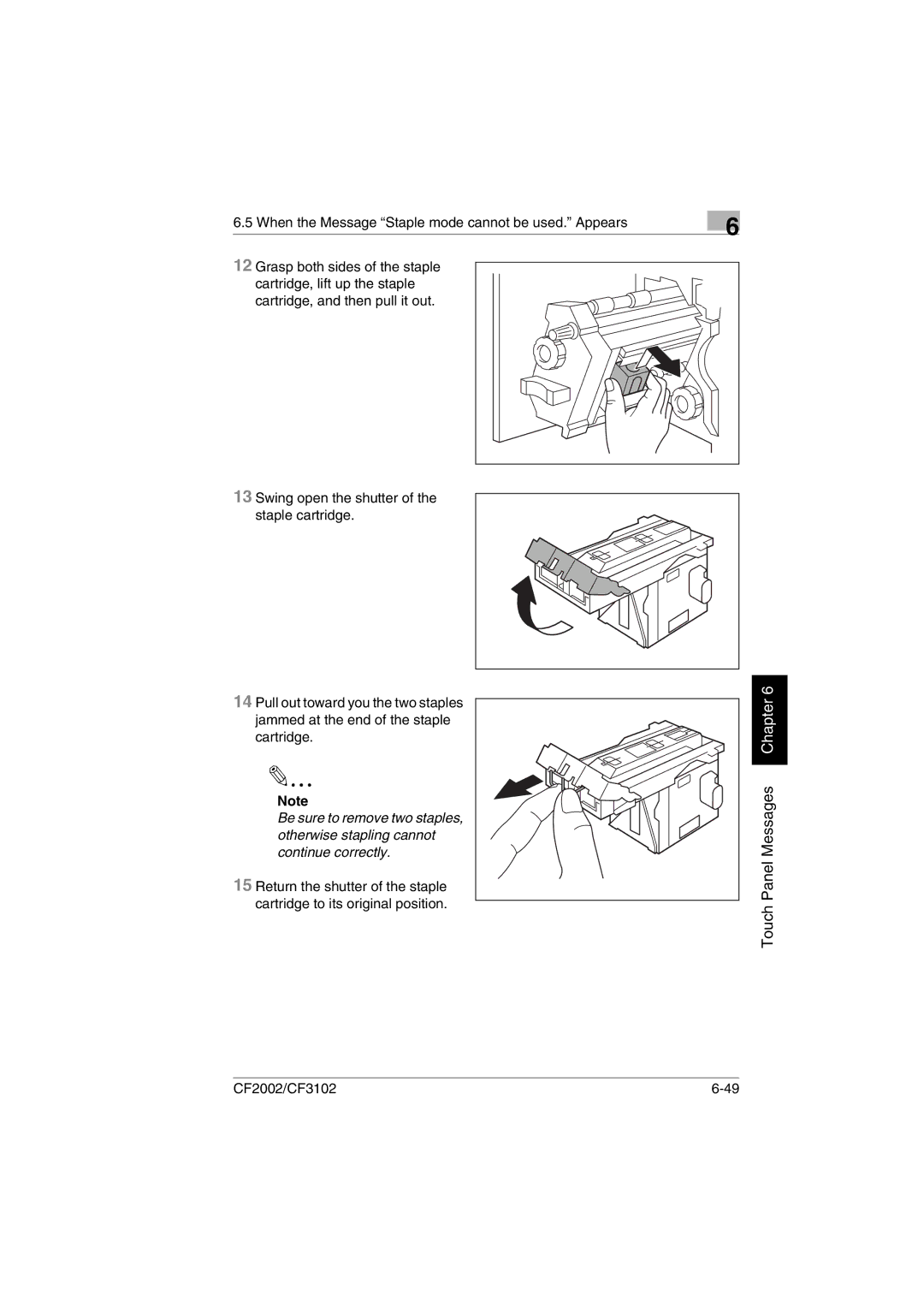 Minolta CF2002 manual Touch Panel Messages Chapter 