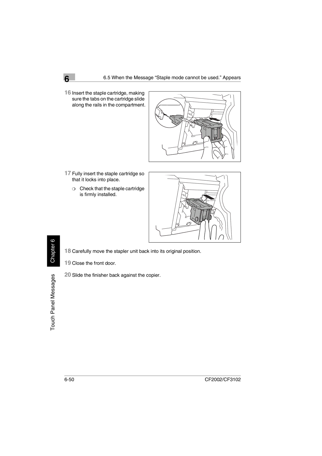 Minolta CF2002 manual Touch Panel Messages Chapter 