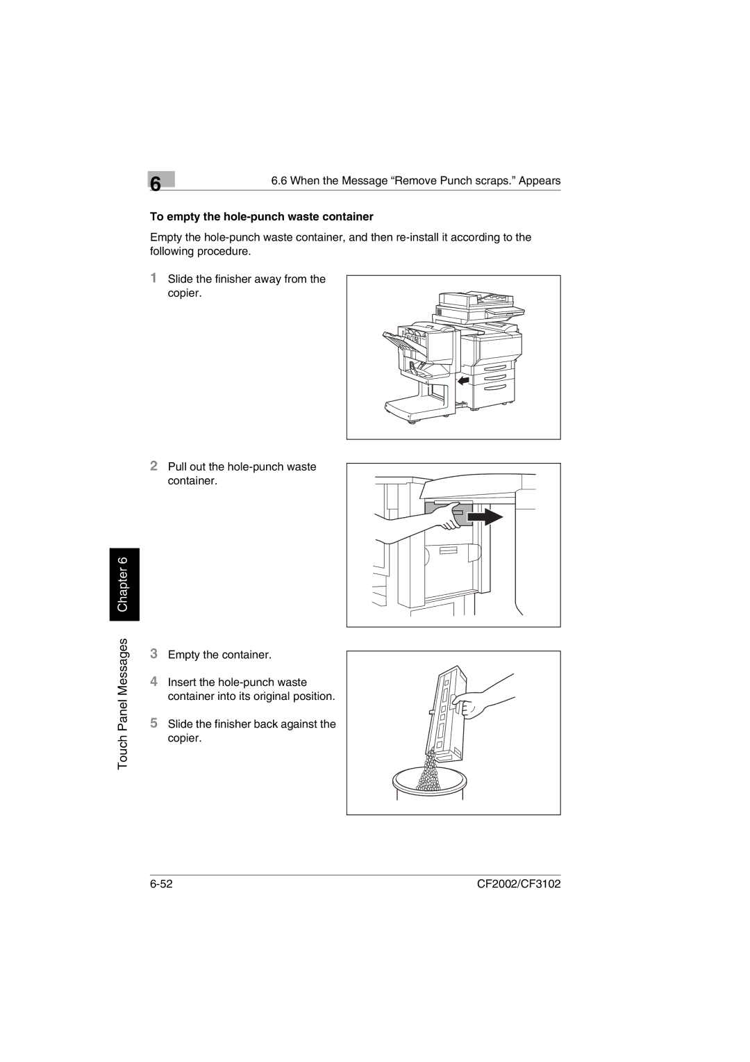 Minolta CF2002 manual To empty the hole-punch waste container 