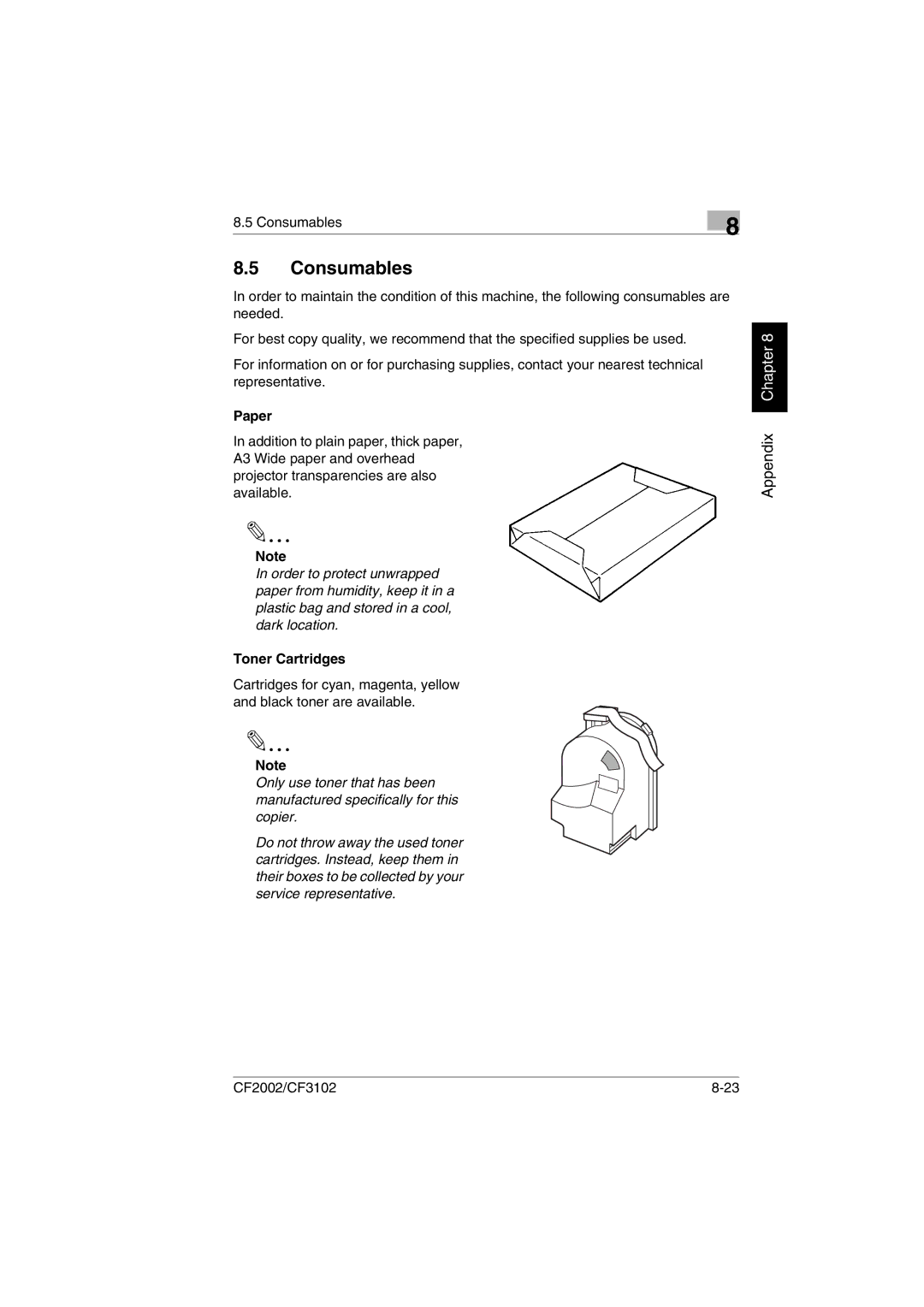 Minolta CF2002 manual Consumables, Paper, Toner Cartridges 