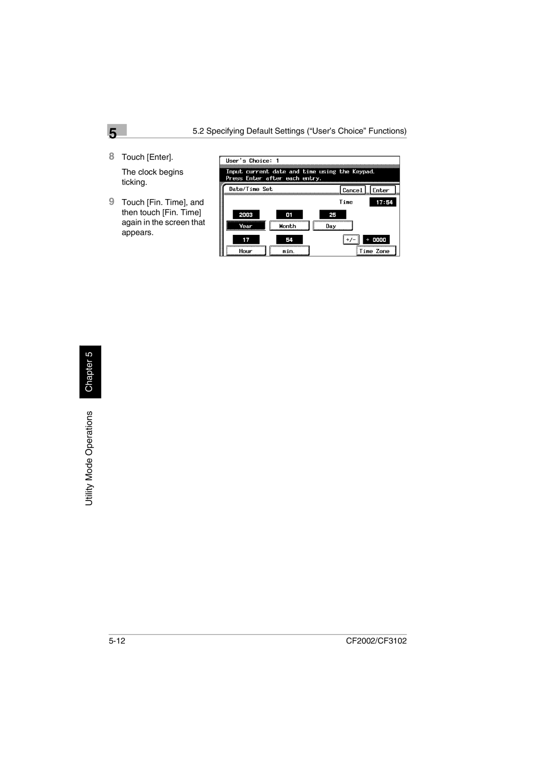 Minolta CF2002 manual Utility Mode Operations Chapter 