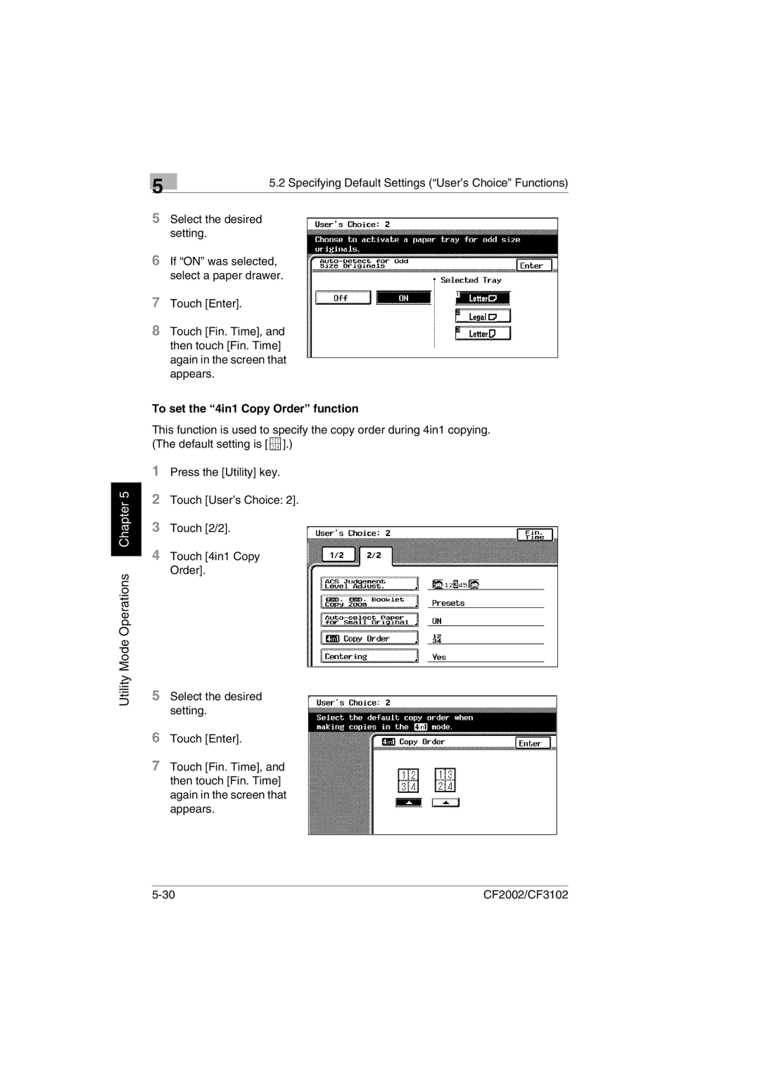 Minolta CF2002 manual To set the 4in1 Copy Order function 