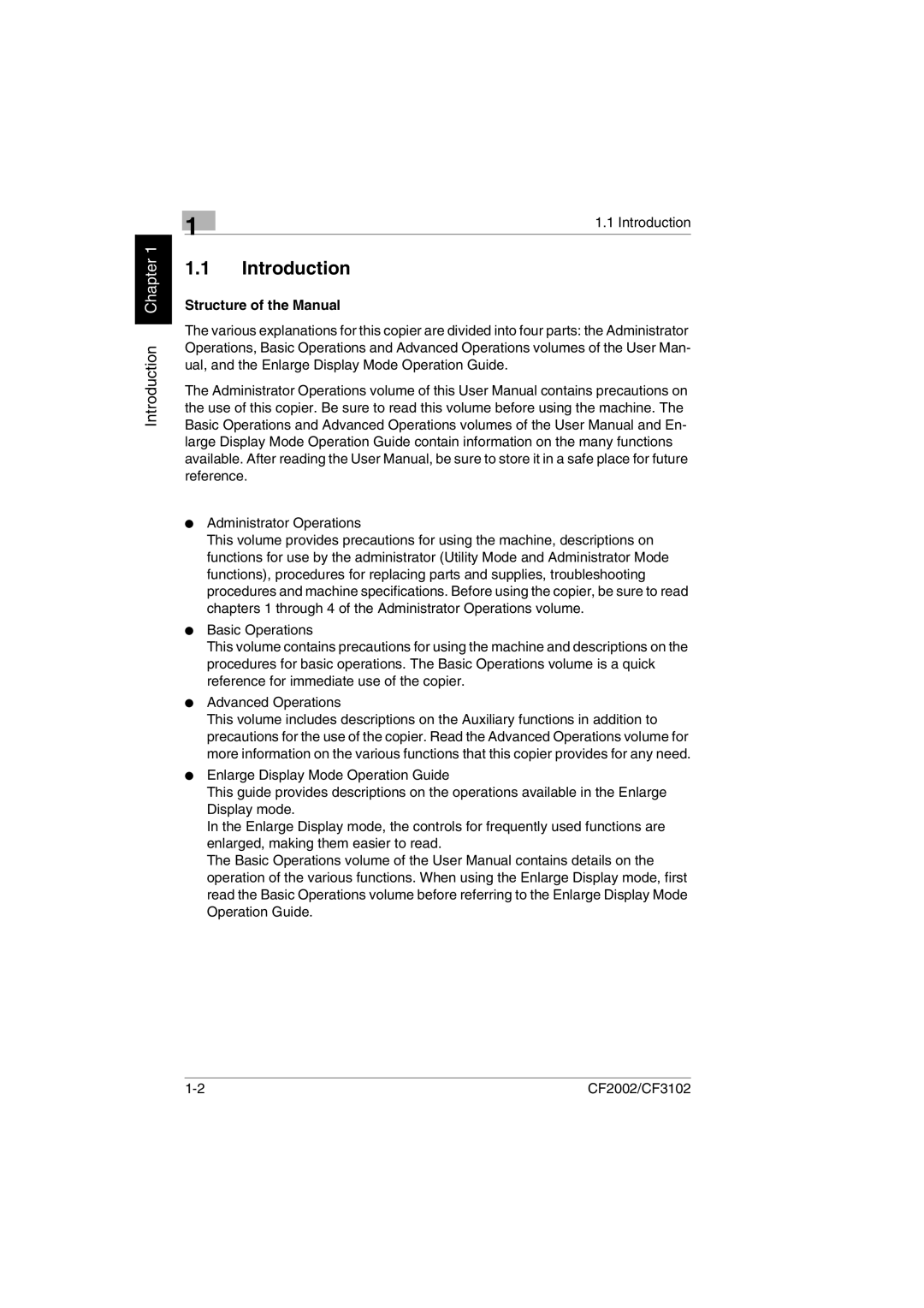 Minolta CF2002 manual Introduction, Structure of the Manual 