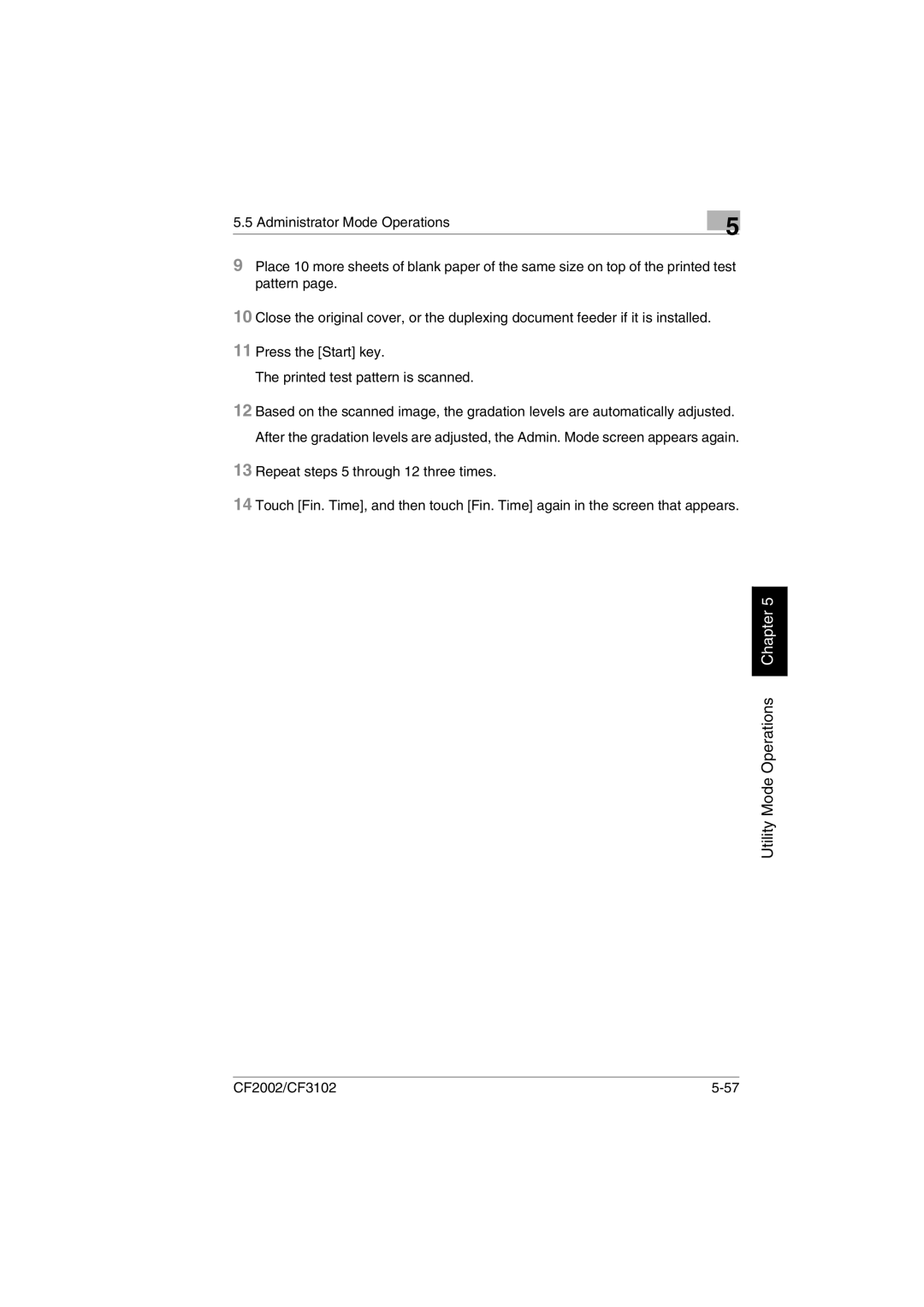 Minolta CF2002 manual Utility Mode Operations Chapter 