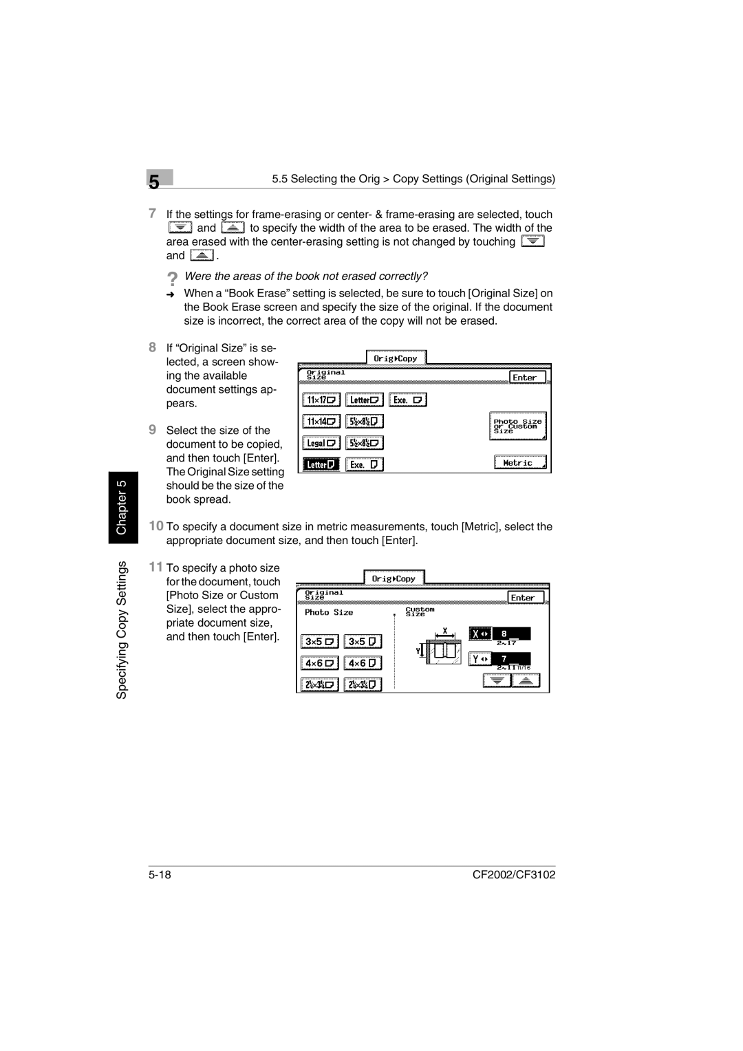 Minolta CF2002 user manual ? Were the areas of the book not erased correctly? 