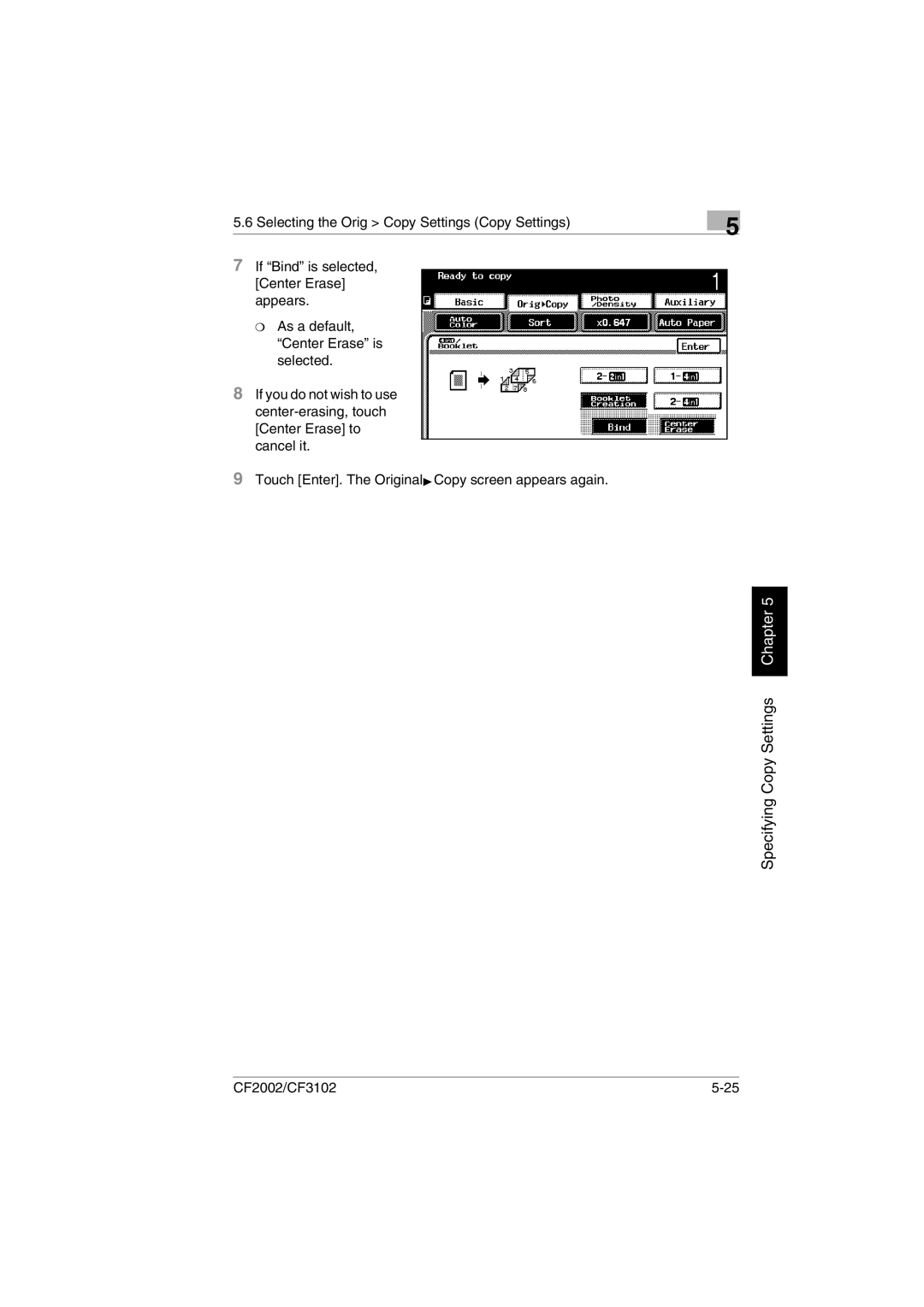 Minolta CF2002 user manual Specifying Copy Settings Chapter 