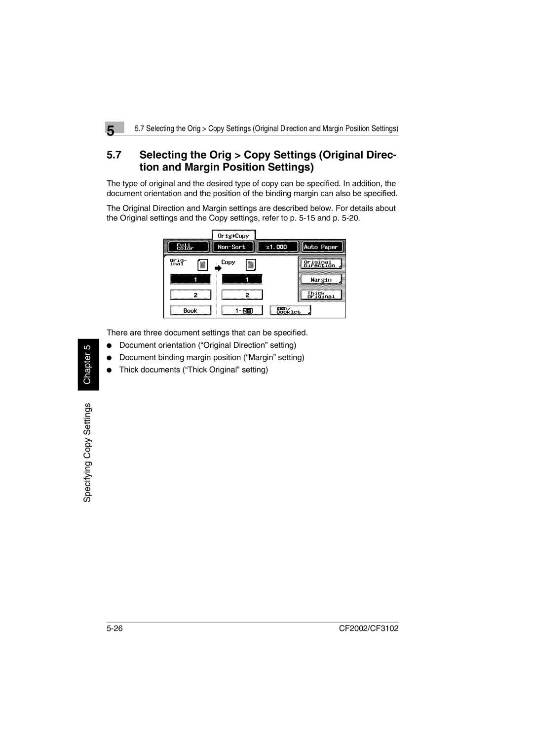 Minolta CF2002 user manual Specifying Copy Settings Chapter 