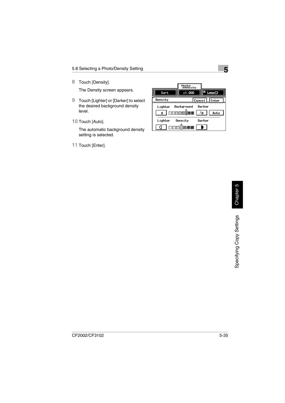 Minolta CF2002 user manual Specifying Copy Settings Chapter 