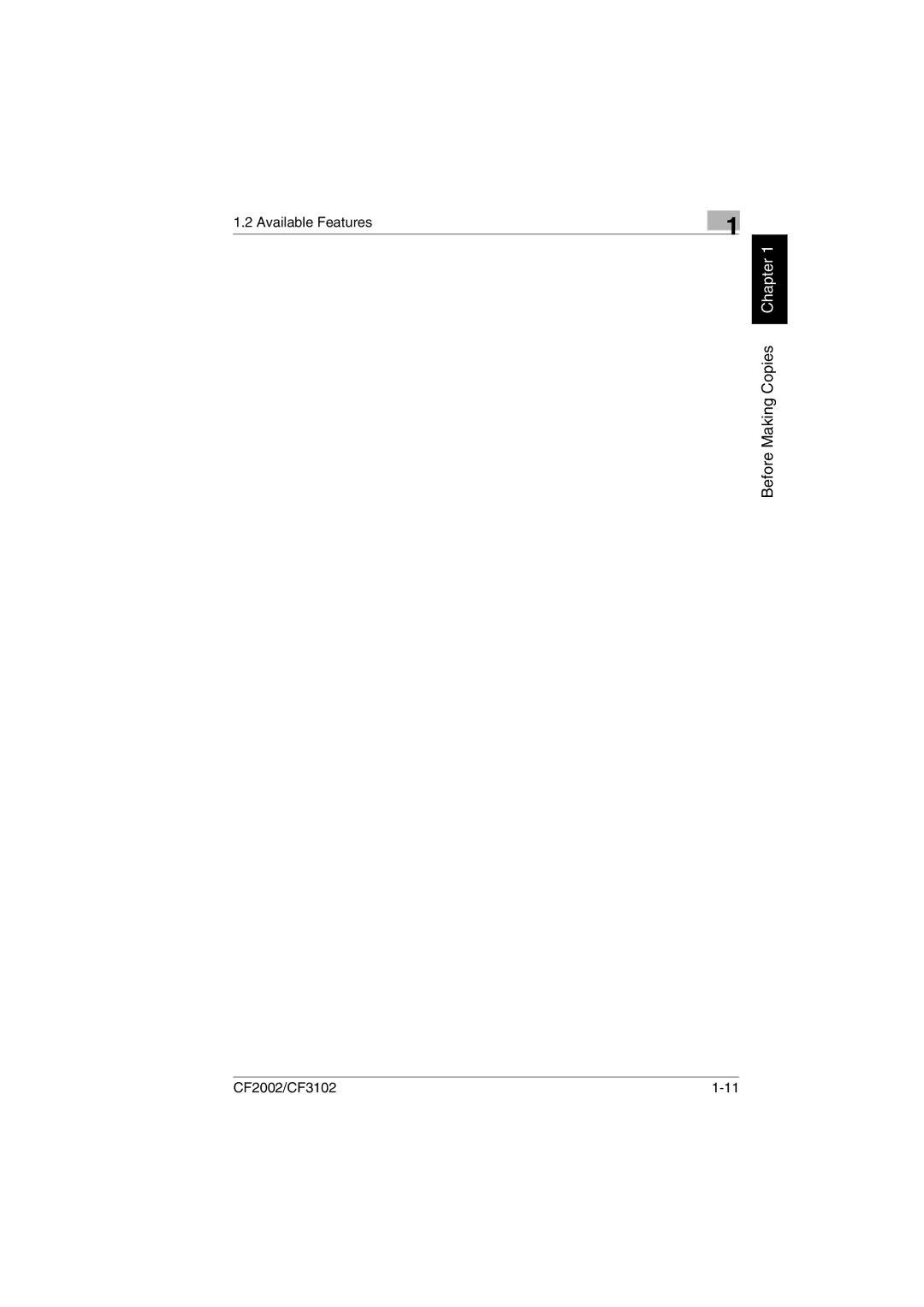 Minolta CF2002 user manual Before Making Copies Chapter 