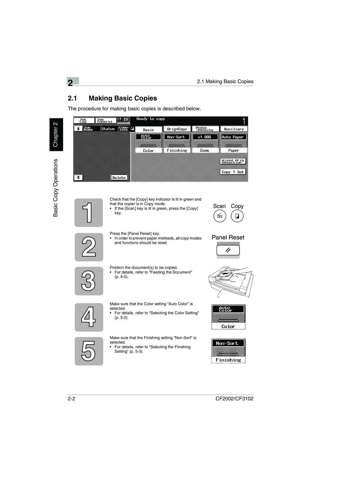 Minolta CF2002 user manual Making Basic Copies, Procedure for making basic copies is described below 