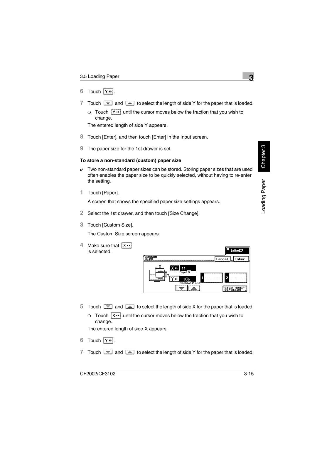 Minolta CF2002 user manual To store a non-standard custom paper size 