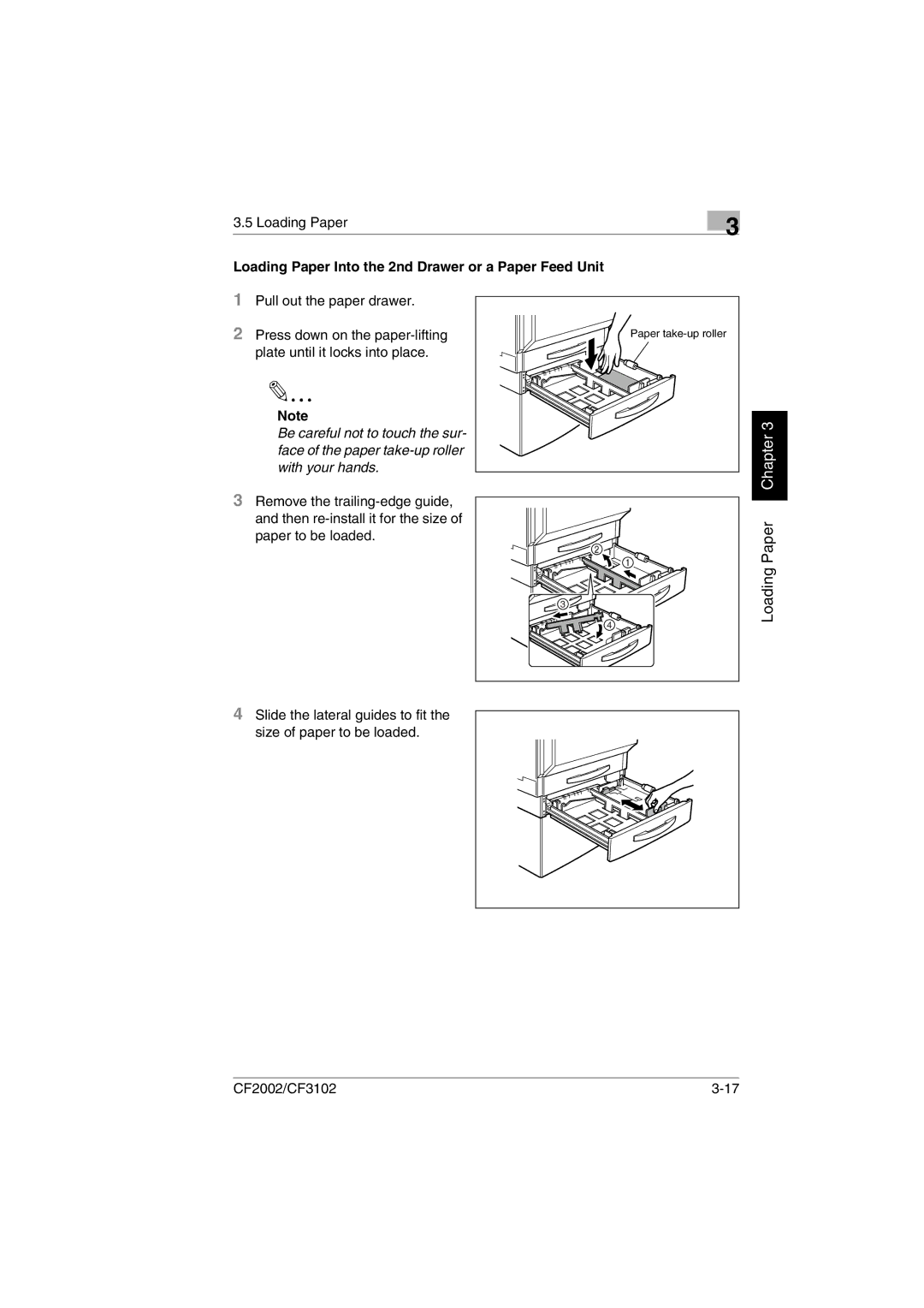 Minolta CF2002 user manual Loading Paper Into the 2nd Drawer or a Paper Feed Unit 