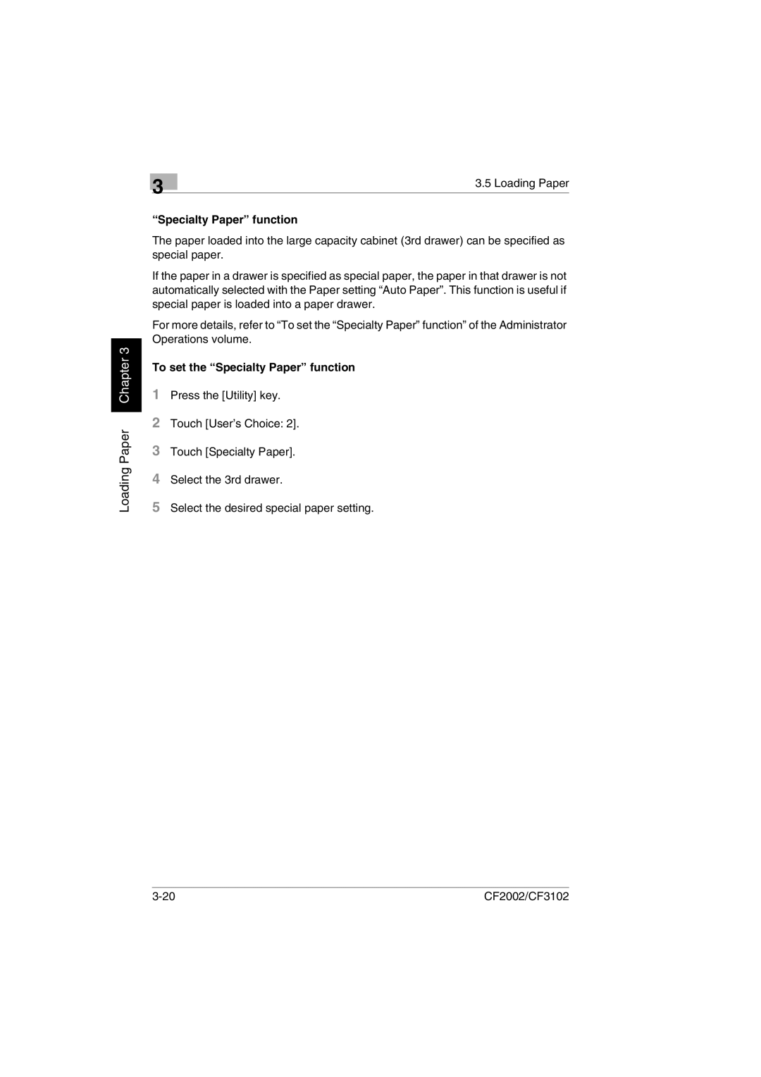 Minolta CF2002 user manual Loading Paper Chapter 