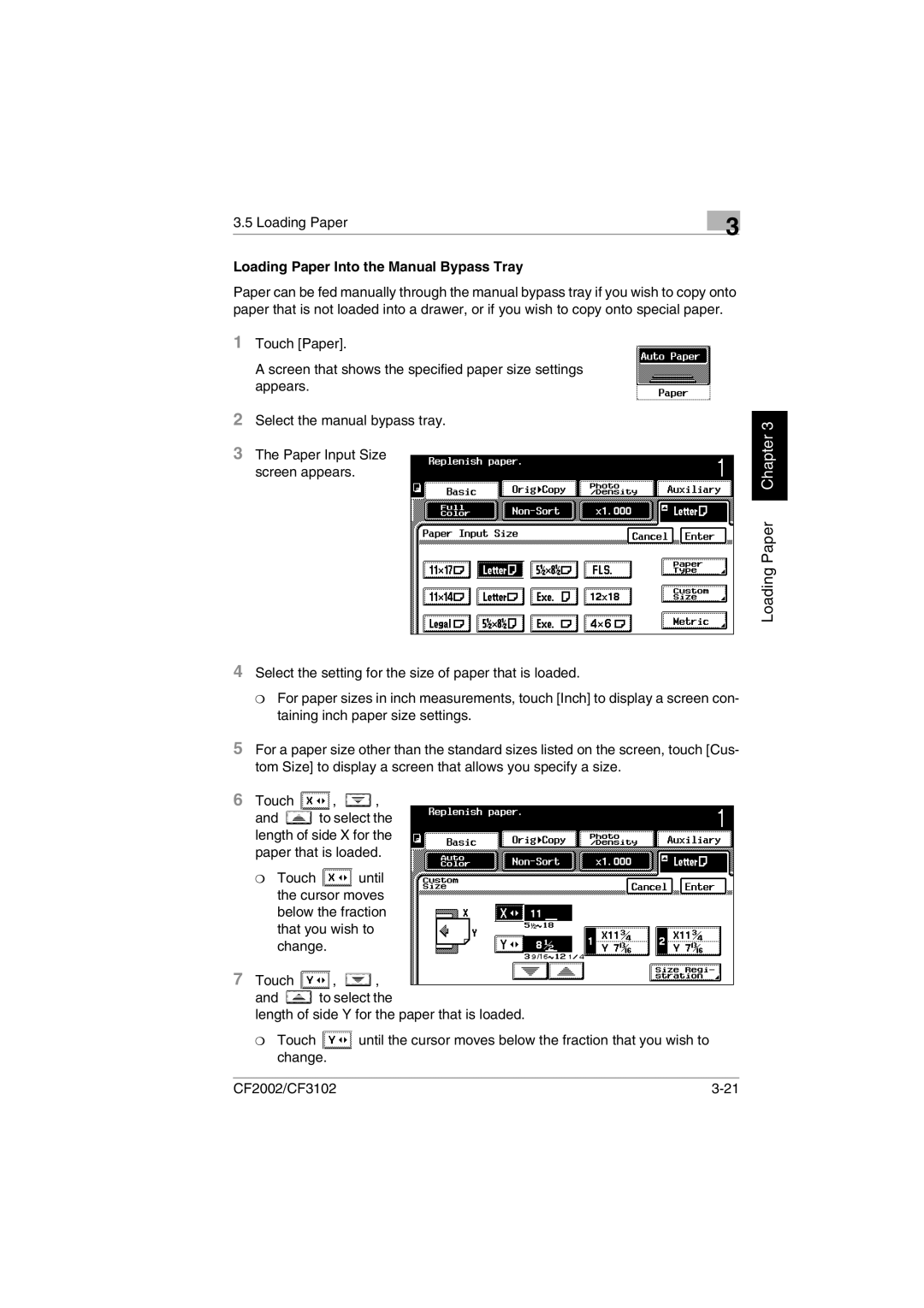 Minolta CF2002 user manual Loading Paper Into the Manual Bypass Tray 