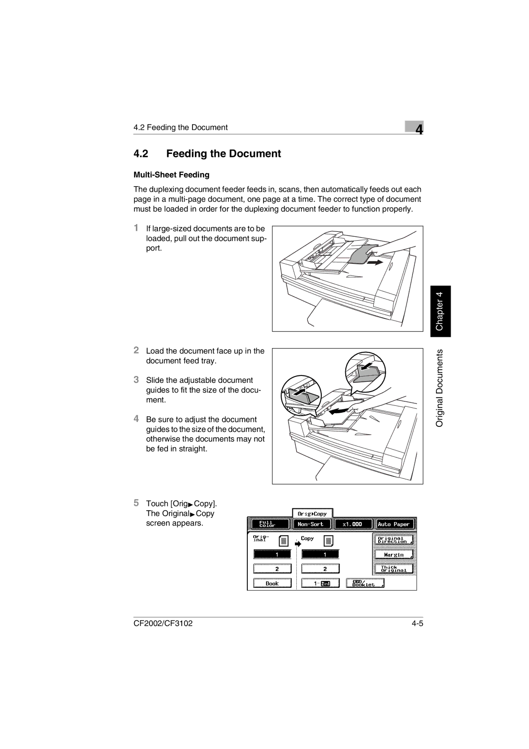 Minolta CF2002 user manual Feeding the Document, Multi-Sheet Feeding 