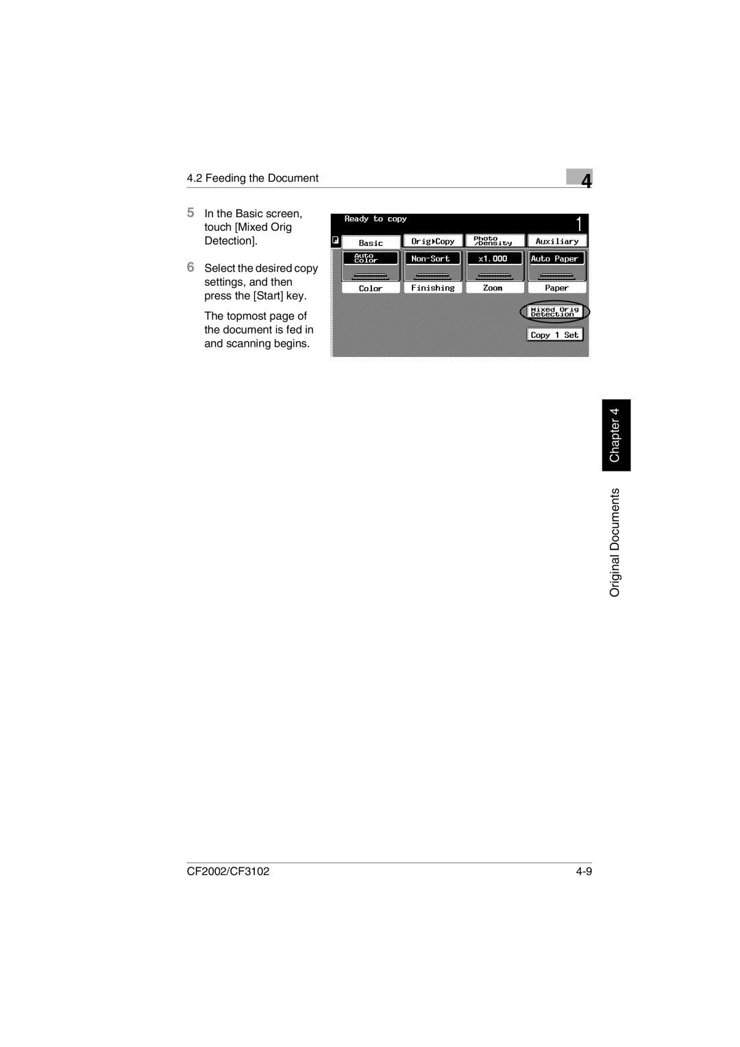 Minolta CF2002 user manual Original Documents Chapter 