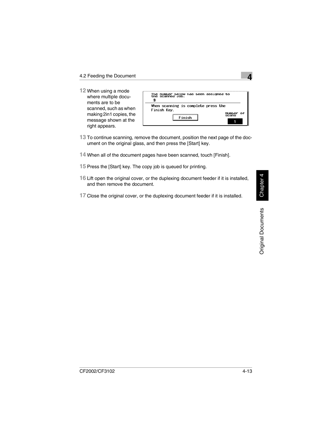 Minolta CF2002 user manual Feeding the Document 