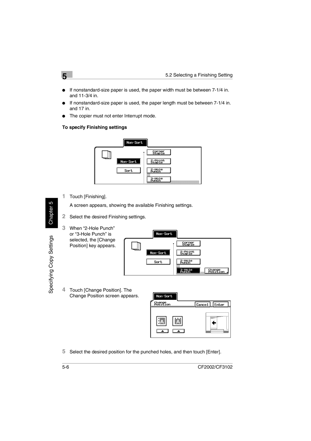 Minolta CF2002 user manual To specify Finishing settings 