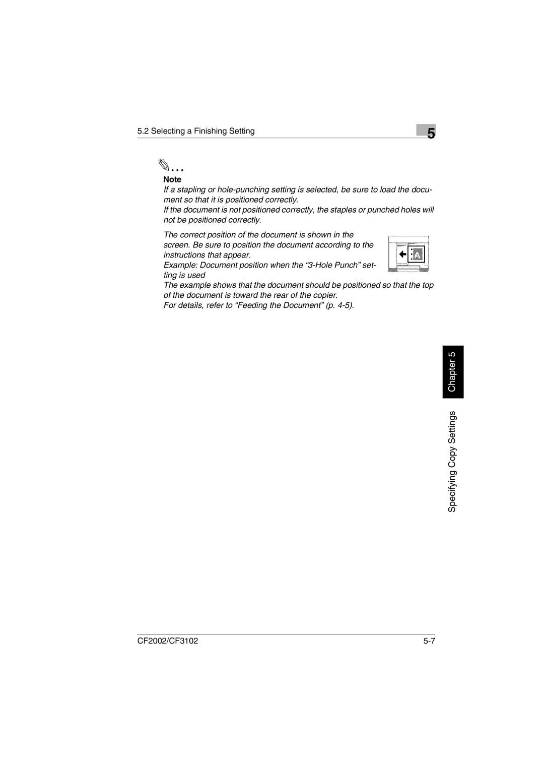 Minolta CF2002 user manual Selecting a Finishing Setting 