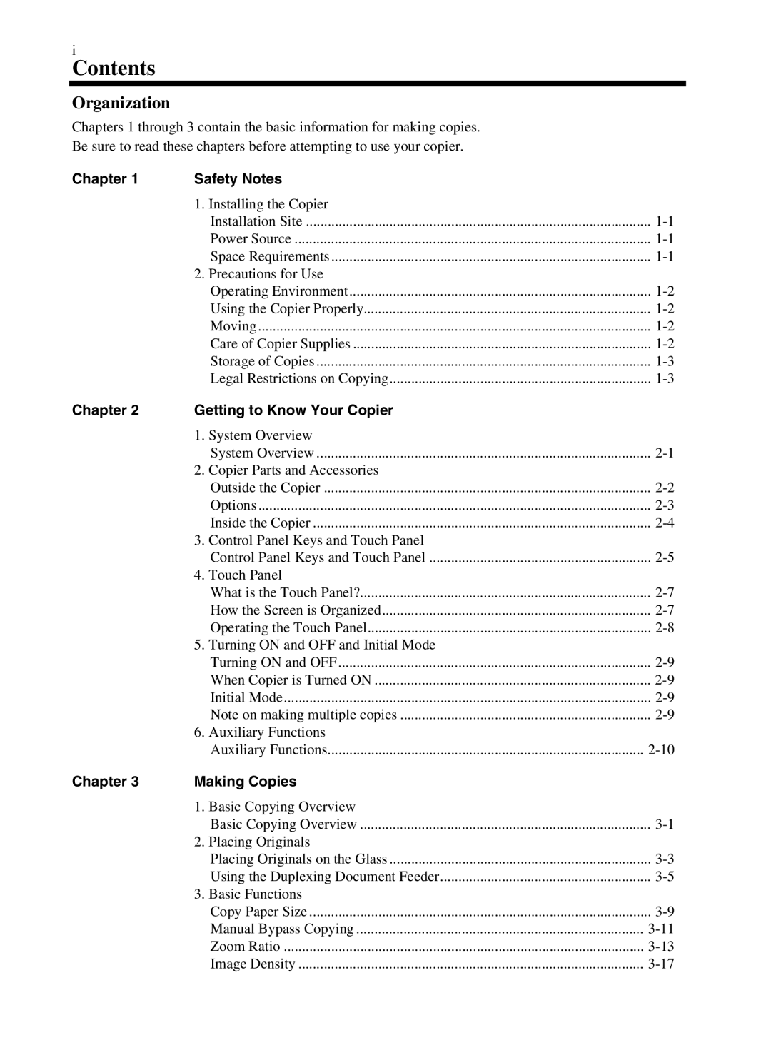 Minolta cf9001 manual Contents 