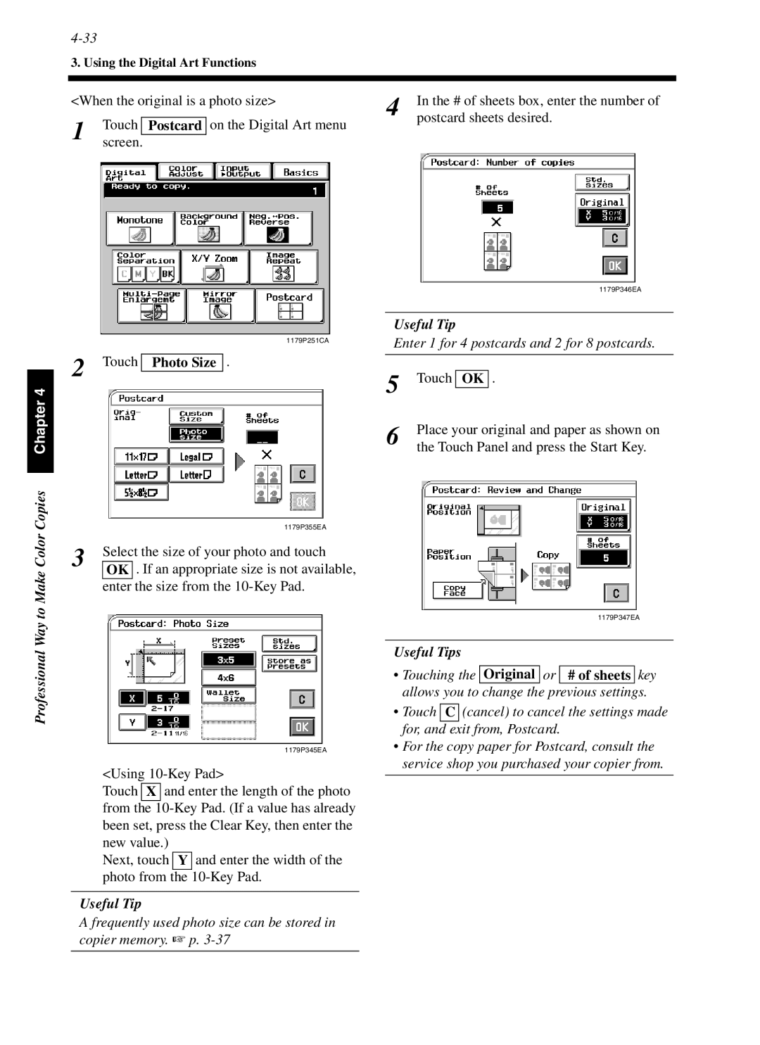 Minolta cf9001 manual When the original is a photo size, On the Digital Art menu Postcard sheets desired, Photo Size 