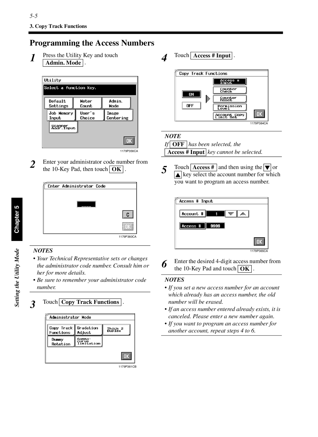 Minolta cf9001 manual Programming the Access Numbers, Access # 