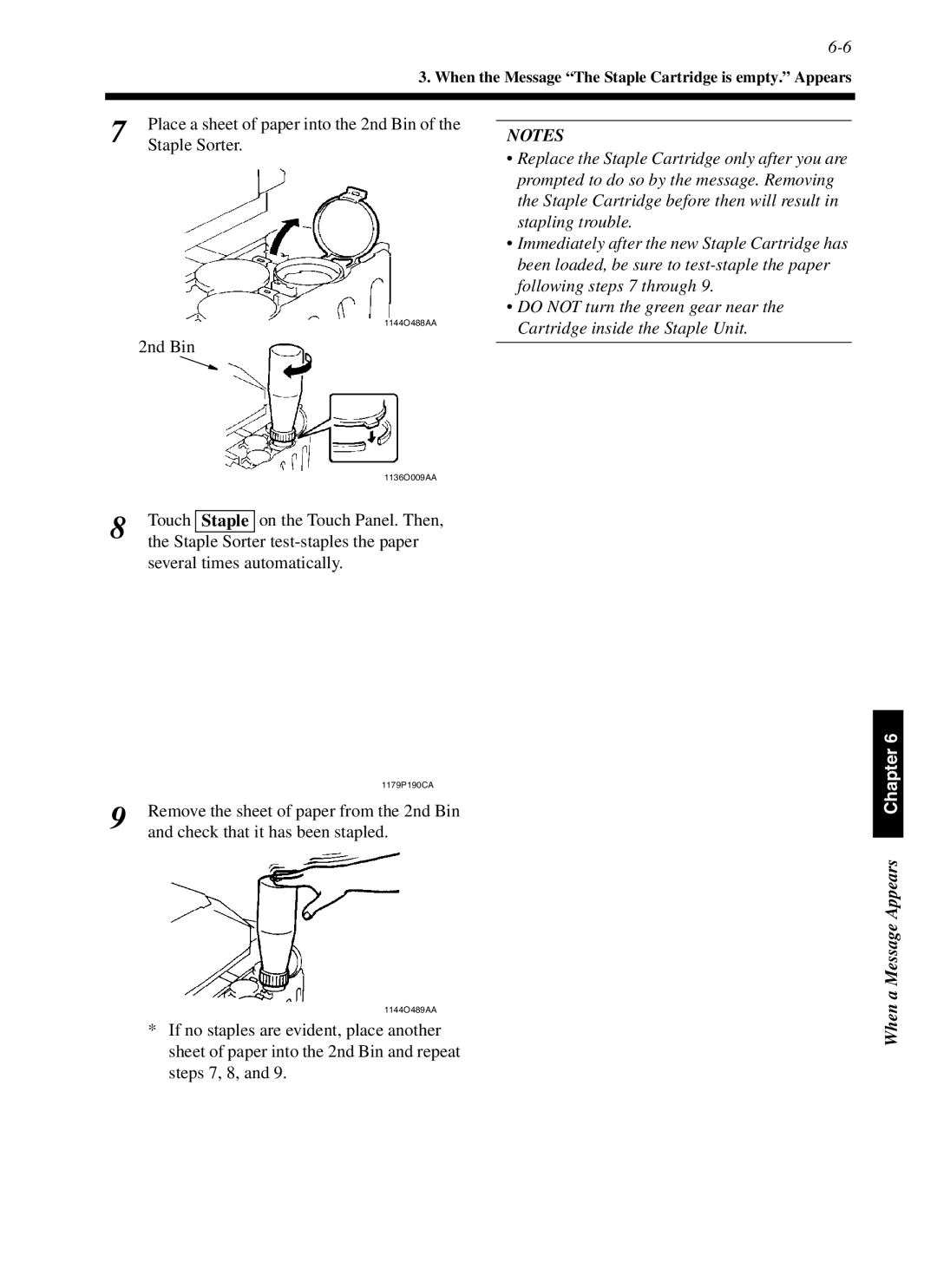 Minolta cf9001 manual 2nd Bin, Staple Sorter test-staples the paper, Several times automatically 