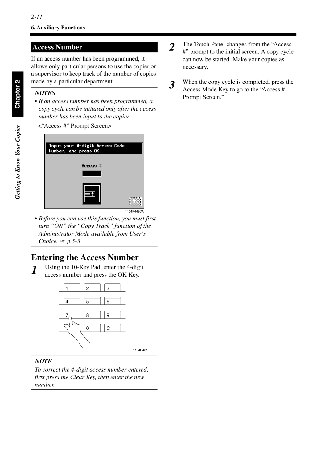 Minolta cf9001 manual Entering the Access Number 