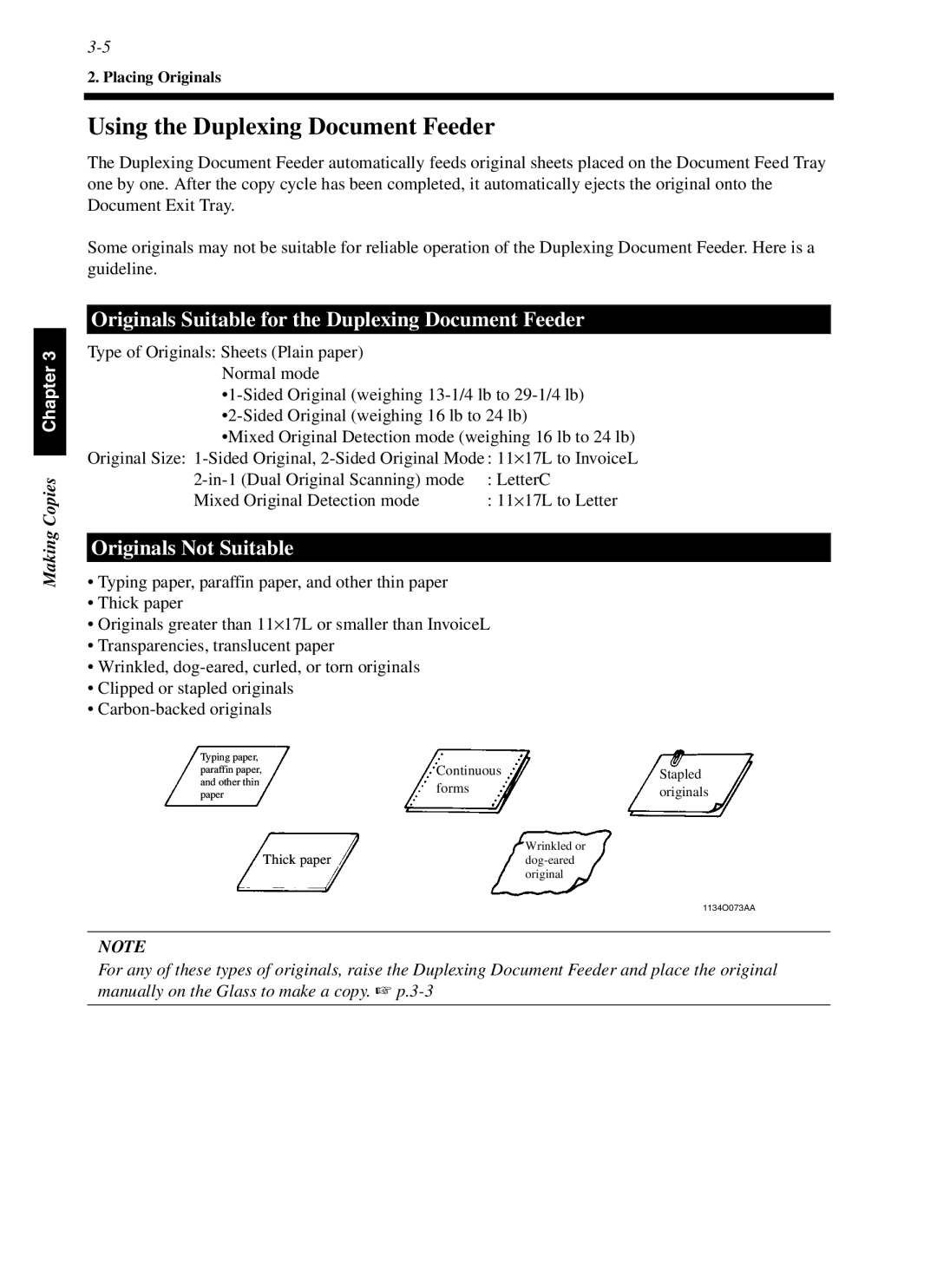 Minolta cf9001 manual Using the Duplexing Document Feeder, Originals Suitable for the Duplexing Document Feeder 