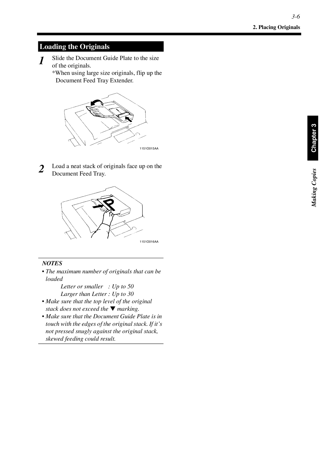 Minolta cf9001 manual Loading the Originals, Document Feed Tray 