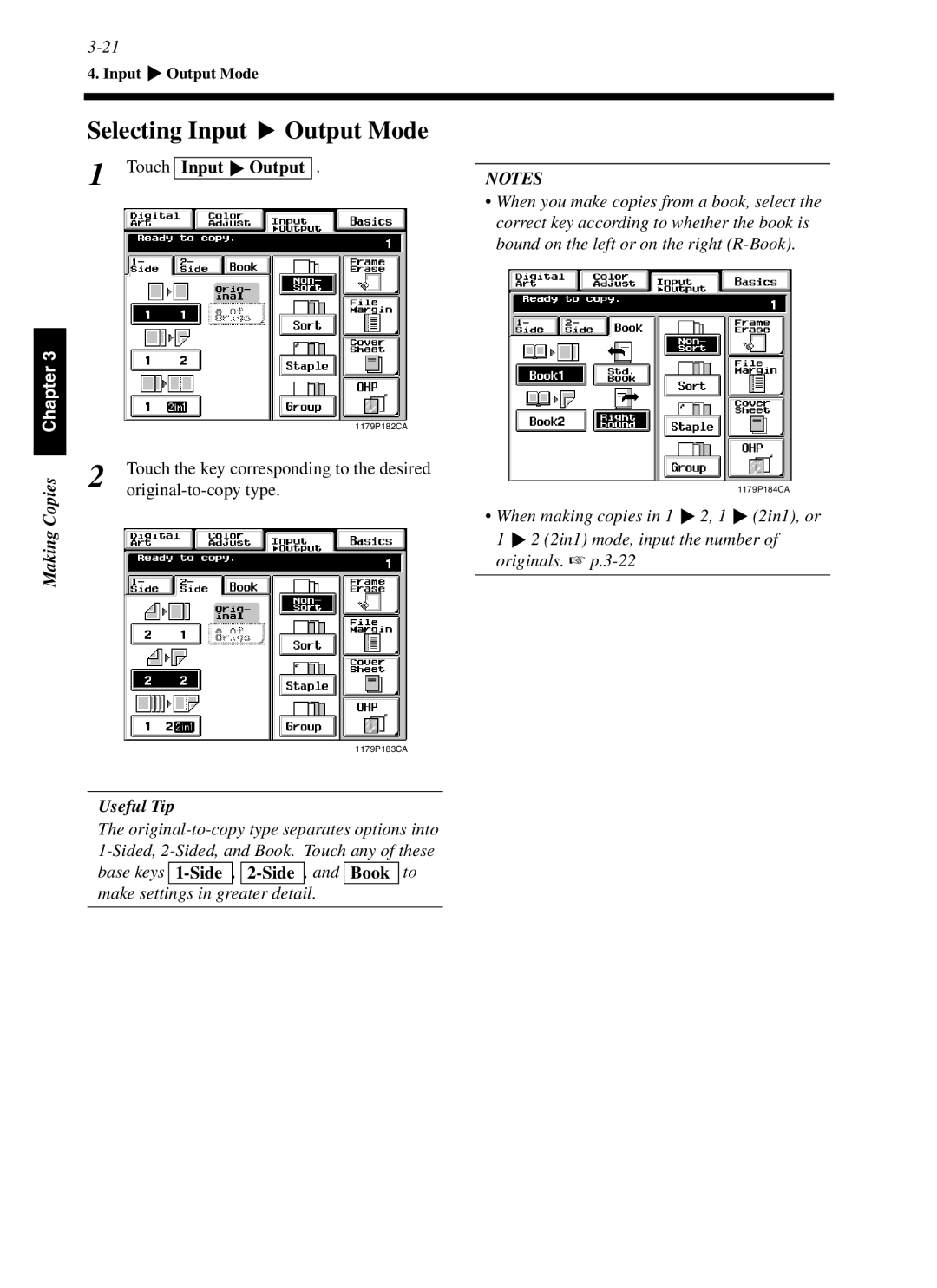 Minolta cf9001 manual Selecting Input Output Mode, Touch Input Output 