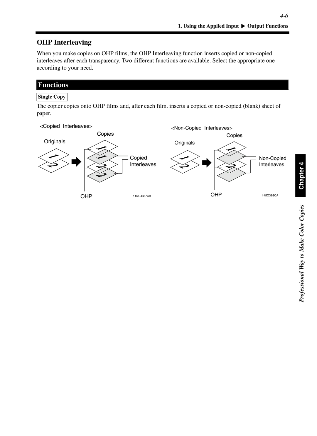 Minolta cf9001 manual OHP Interleaving, Professional Way to Make Color Copies 