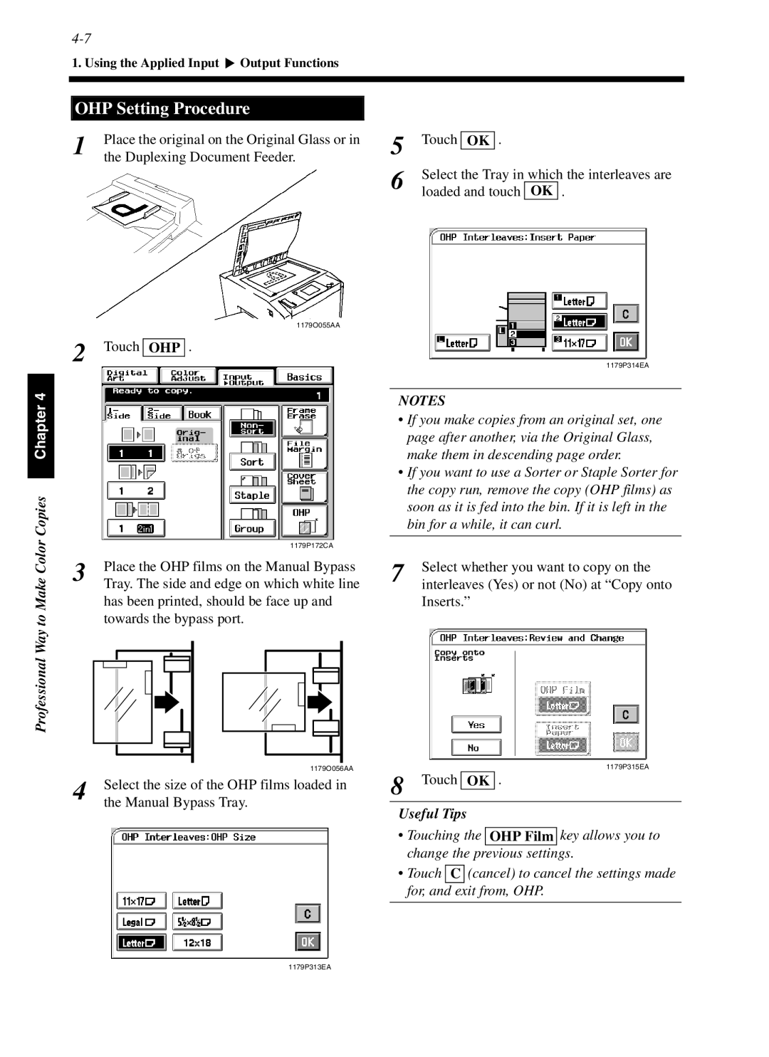 Minolta cf9001 manual OHP Setting Procedure, Professional Way to Make 