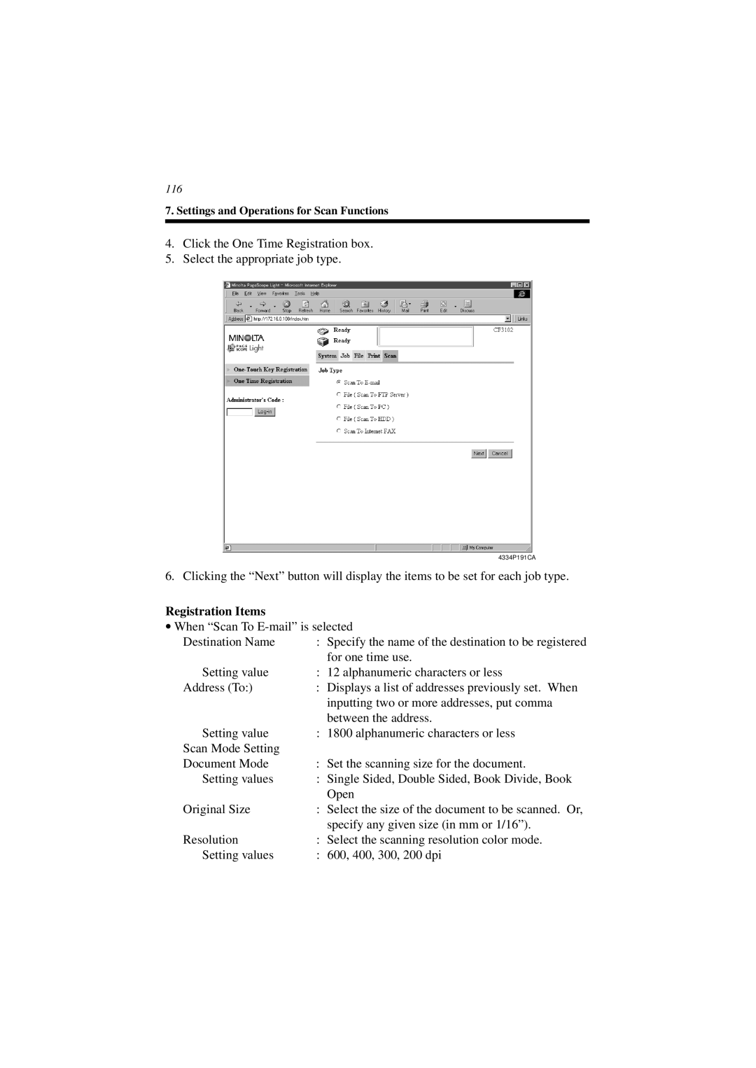 Minolta CN3101e user manual 116 