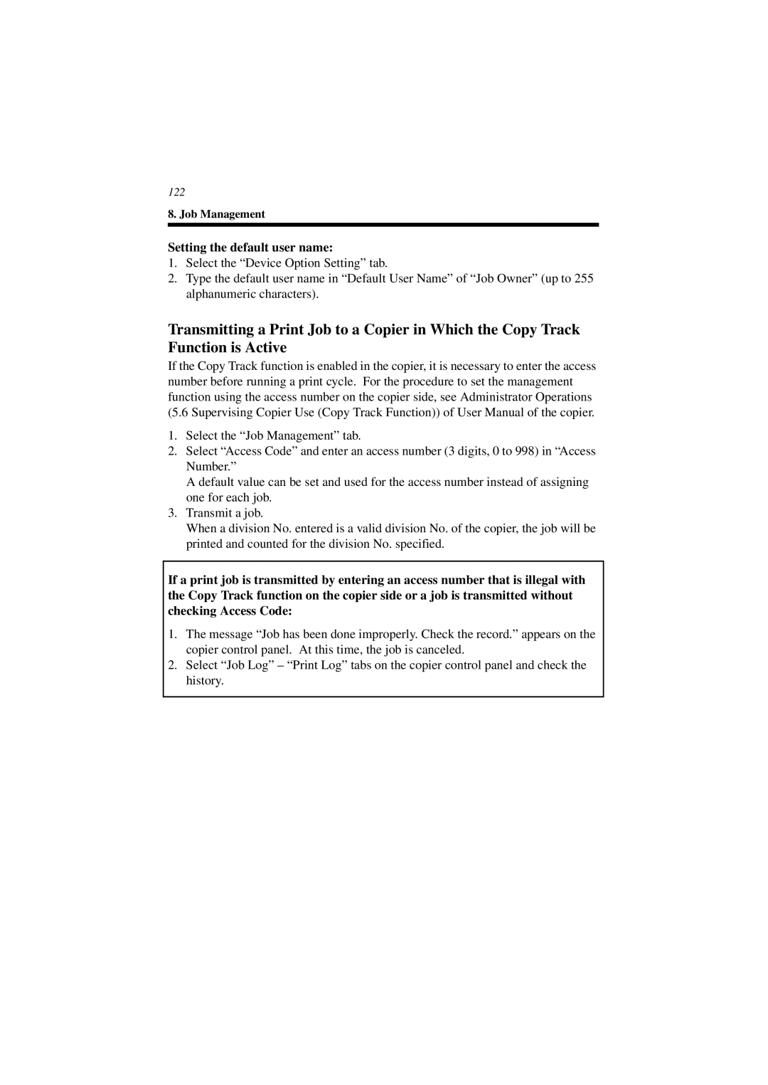 Minolta CN3101e user manual Setting the default user name 