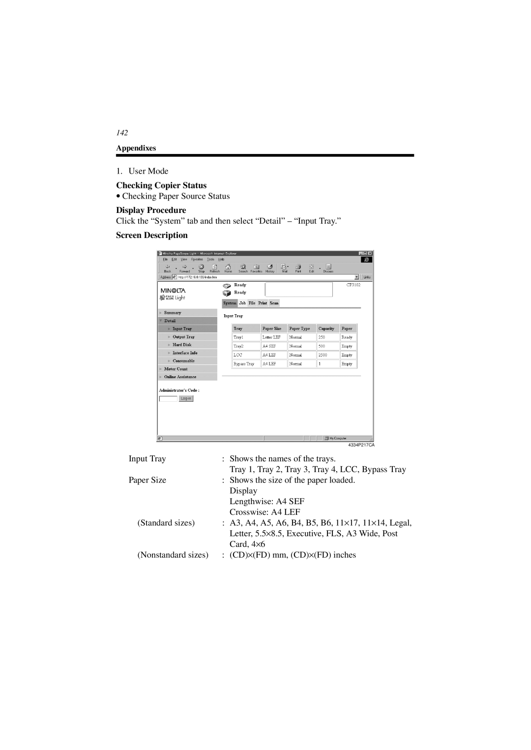 Minolta CN3101e user manual Checking Copier Status, Screen Description 