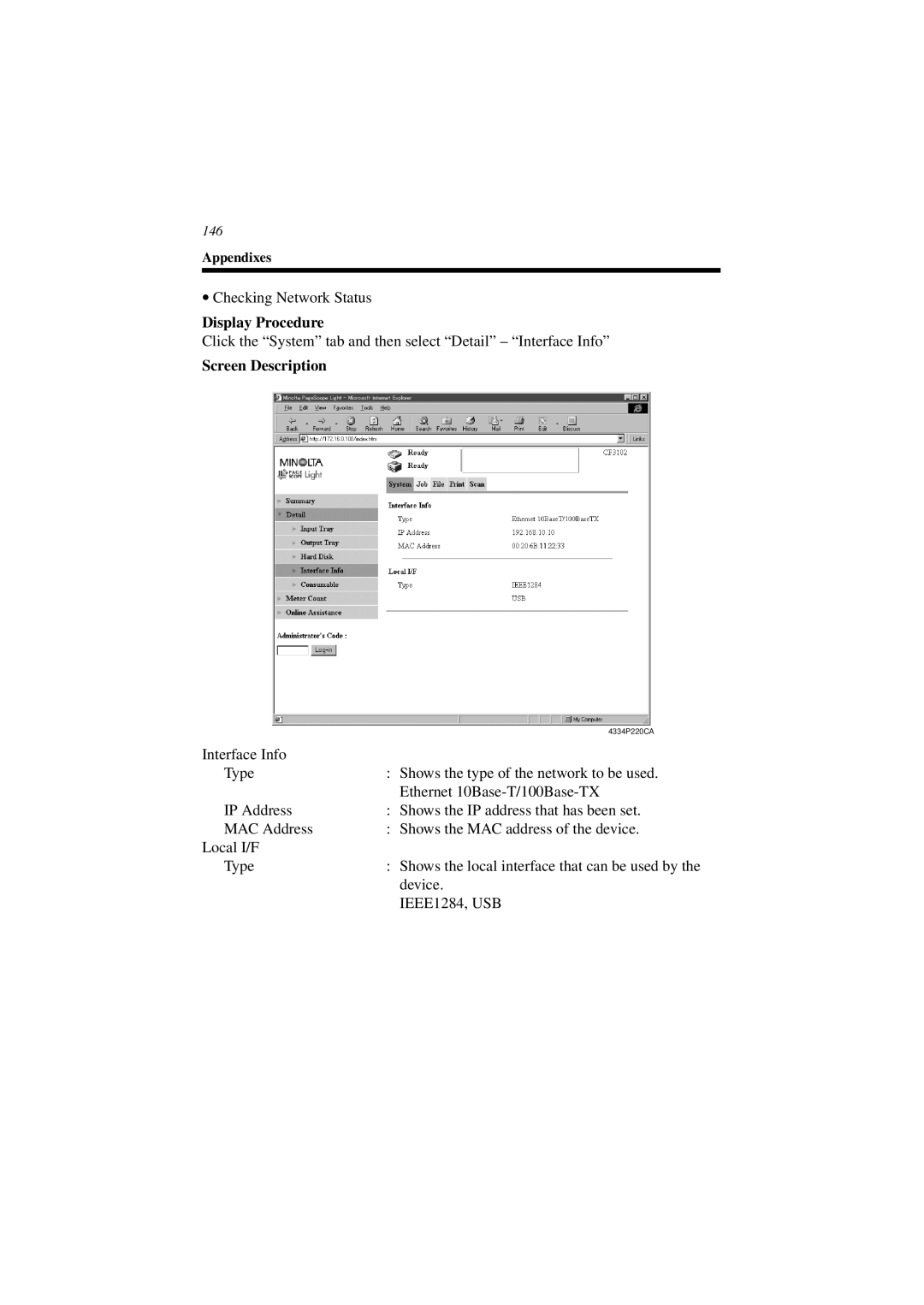 Minolta CN3101e user manual IEEE1284, USB 