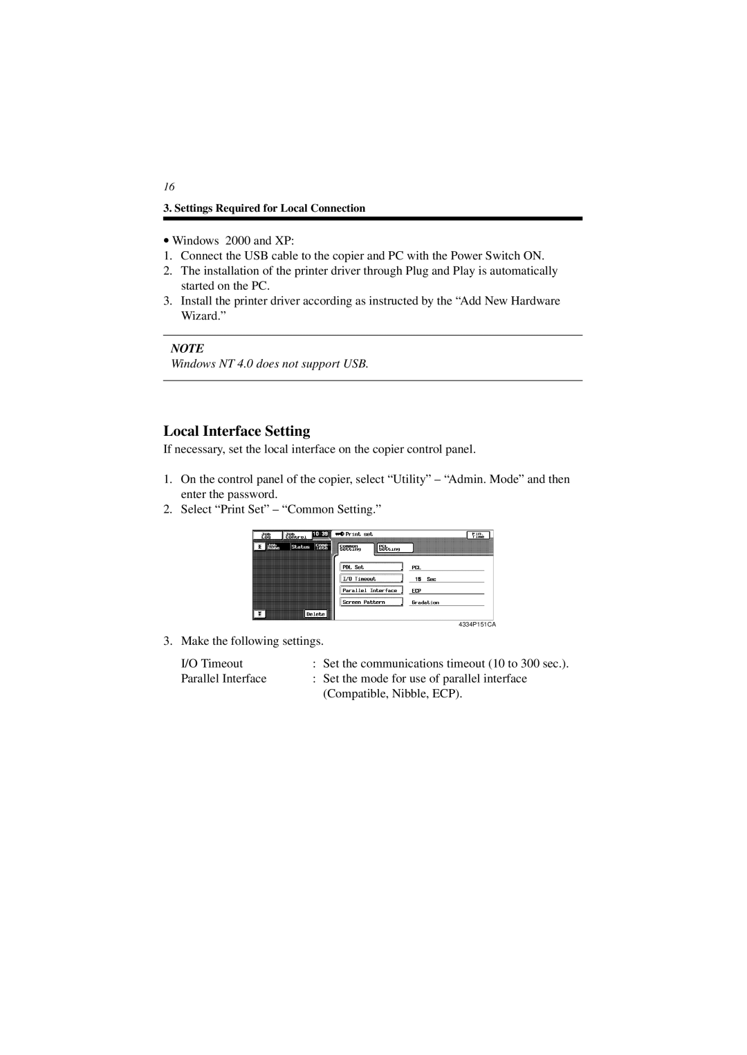 Minolta CN3101e user manual Local Interface Setting 