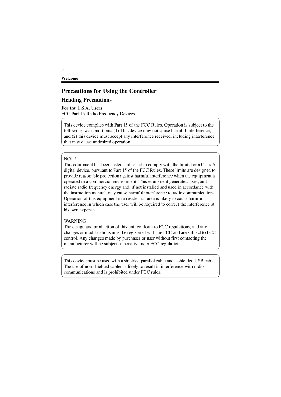 Minolta CN3101e user manual Precautions for Using the Controller, Heading Precautions, For the U.S.A. Users 