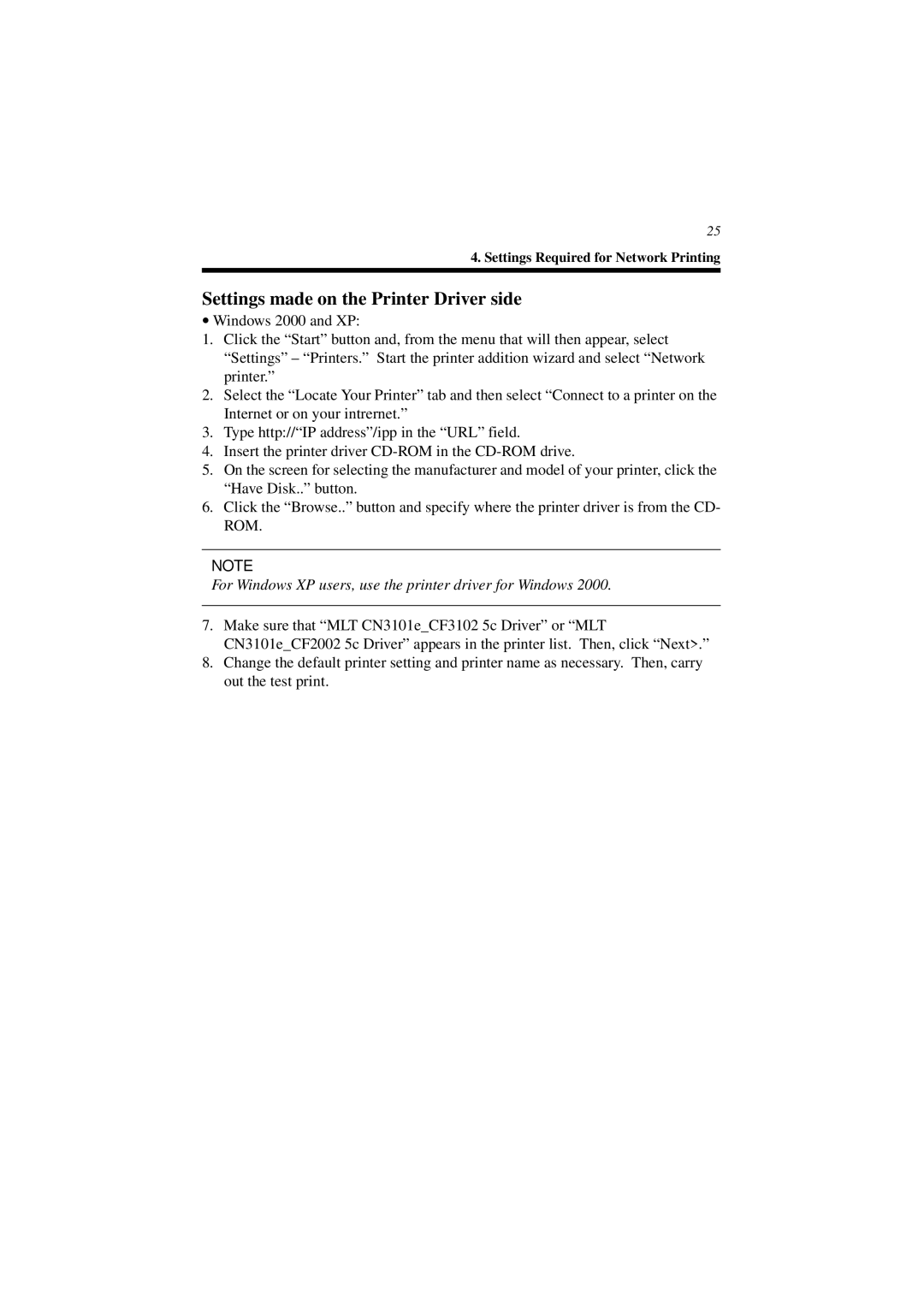 Minolta CN3101e user manual Settings made on the Printer Driver side 