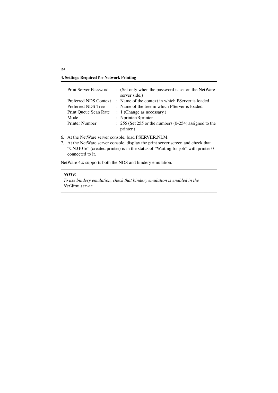 Minolta CN3101e user manual Settings Required for Network Printing 