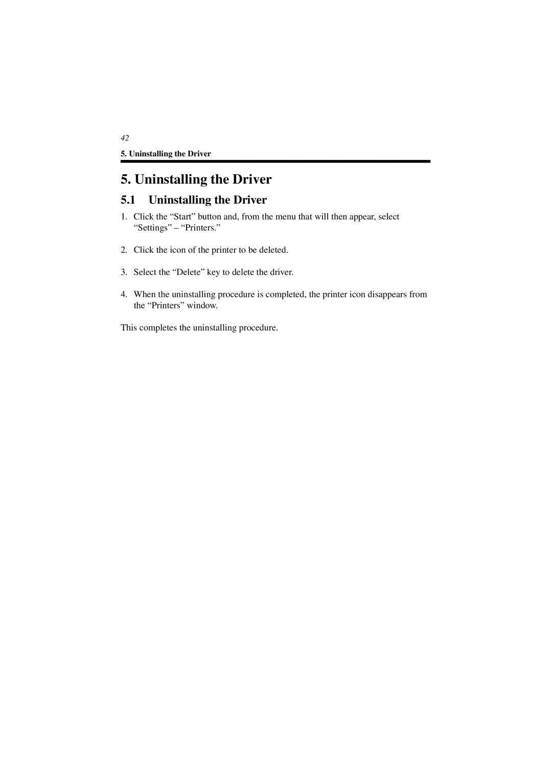 Minolta CN3101e user manual Uninstalling the Driver 