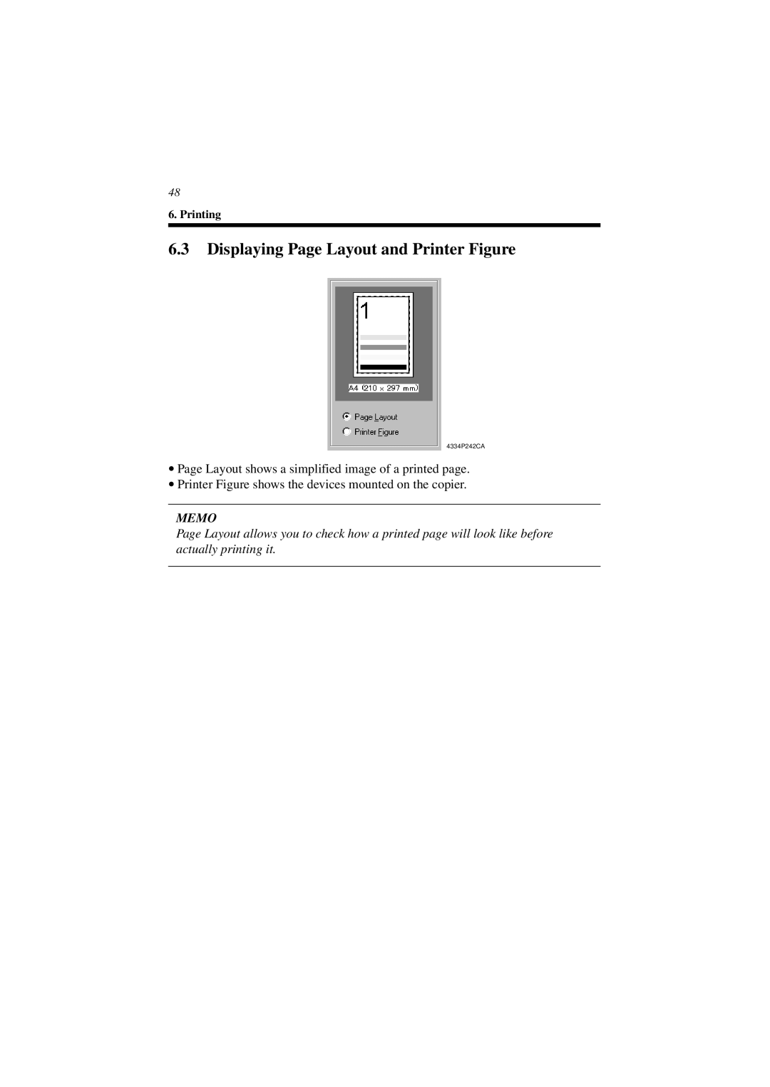 Minolta CN3101e user manual Displaying Page Layout and Printer Figure 