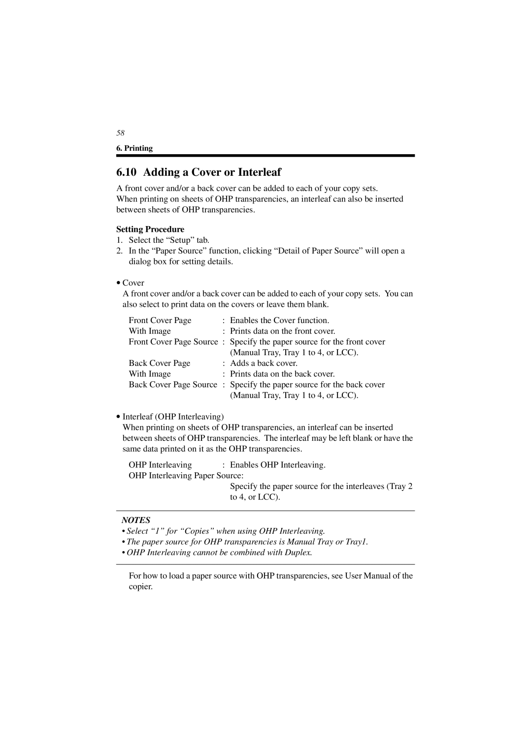 Minolta CN3101e user manual Adding a Cover or Interleaf 