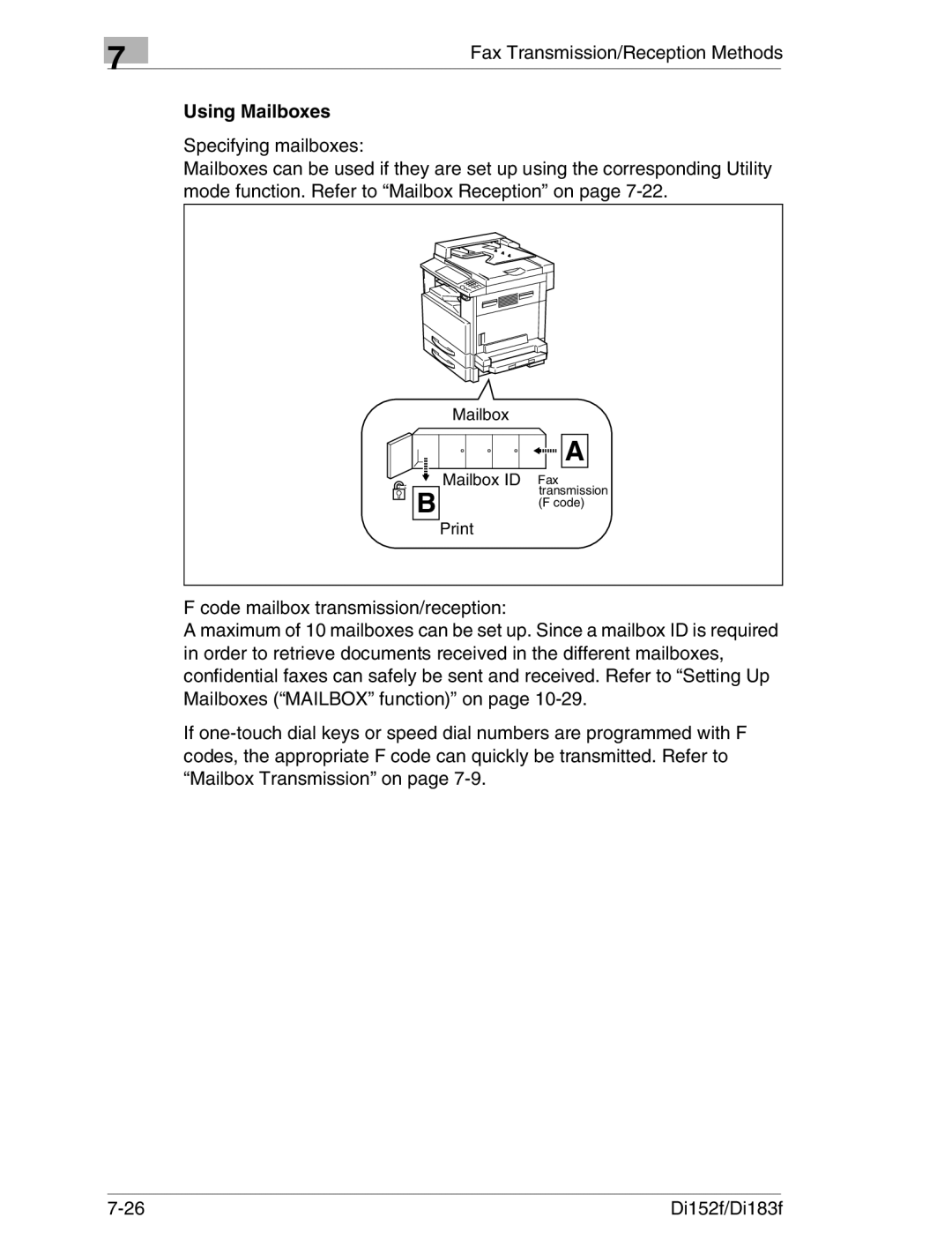 Minolta Di152 183 manual Using Mailboxes 