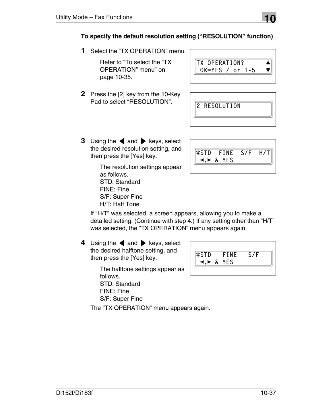 Minolta Di152 183 manual Utility Mode Fax Functions 