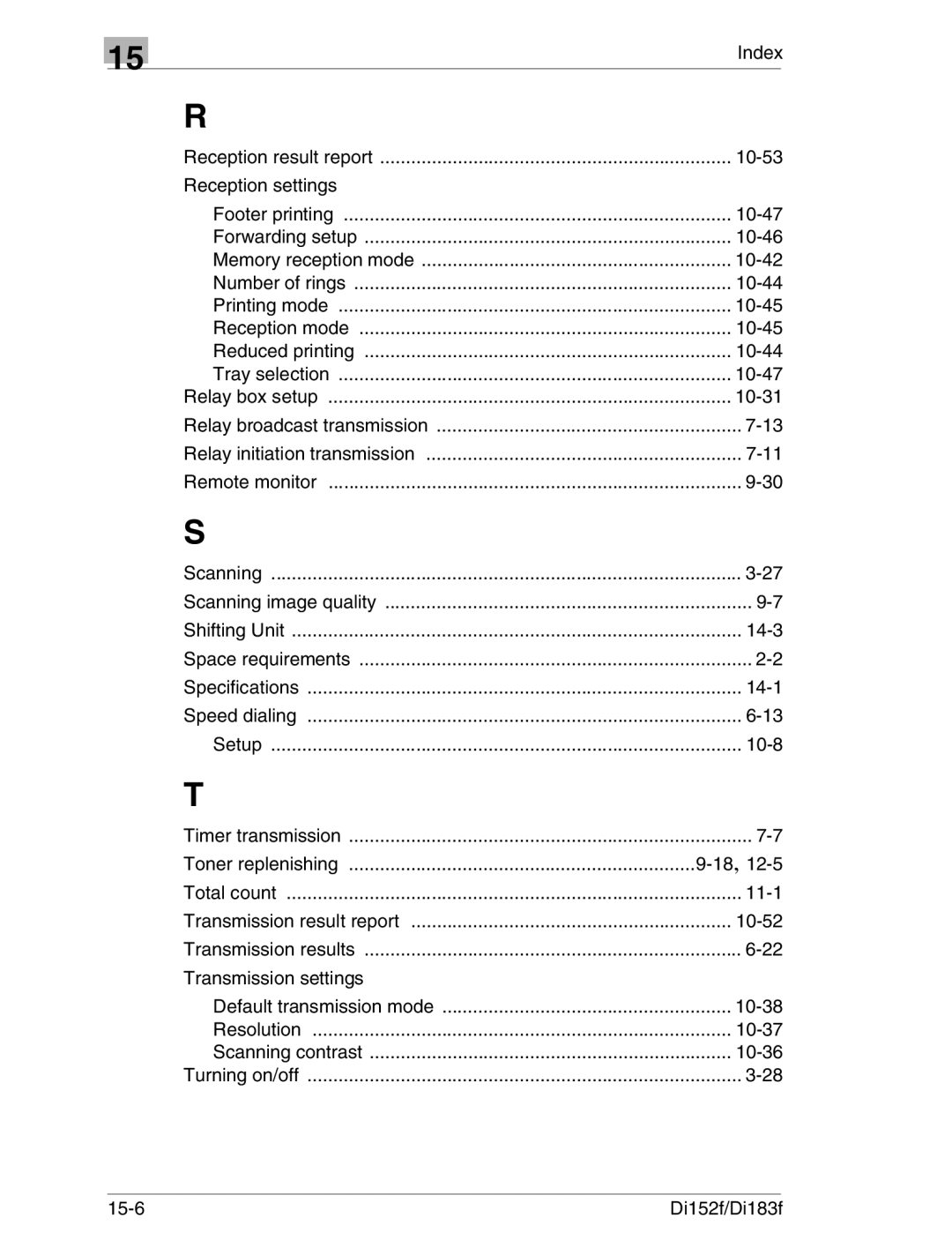 Minolta Di152 183 manual Reception settings Footer printing, Forwarding setup, Memory reception mode, Number of rings 