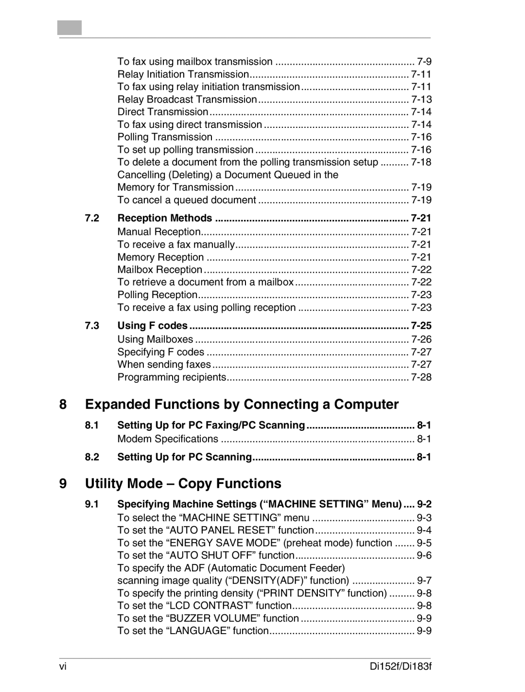 Minolta Di152 183 manual Expanded Functions by Connecting a Computer, Utility Mode Copy Functions 