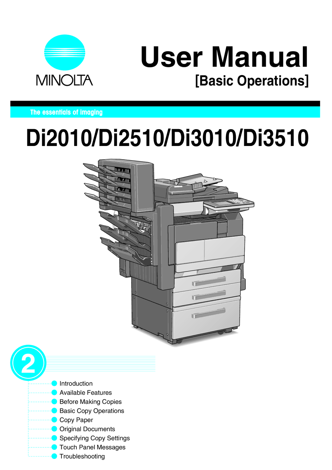 Minolta DI2010, DI2510, DI3010 user manual Di2010/Di2510/Di3010/Di3510 